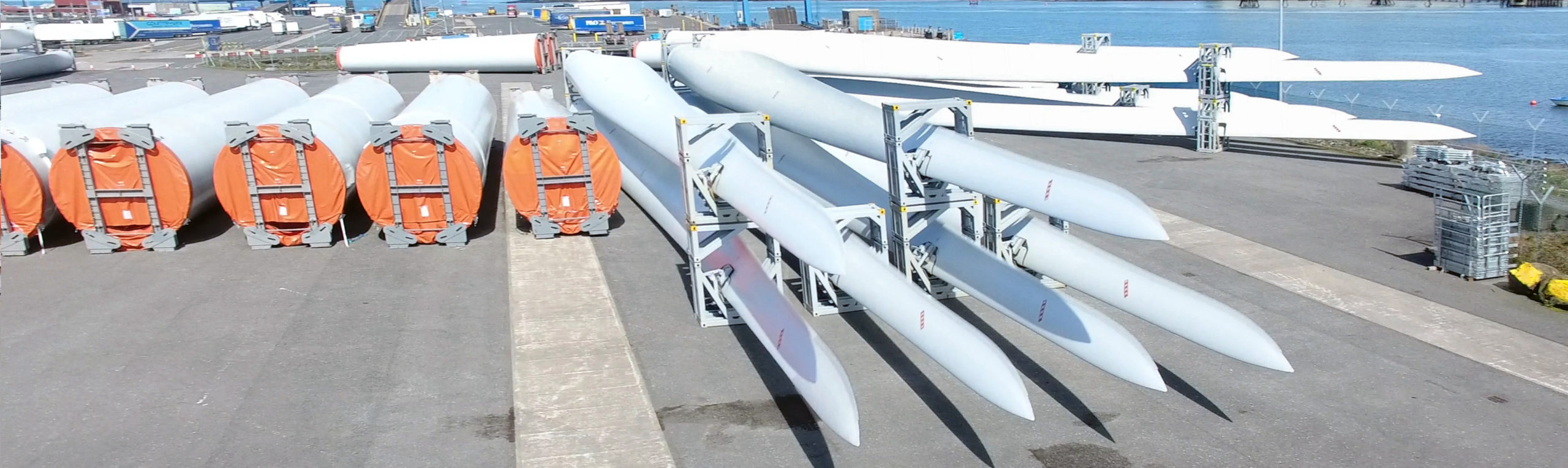 Wind Turbines at Larne harbour Co Antrim Northern Ireland on 14/03/2020